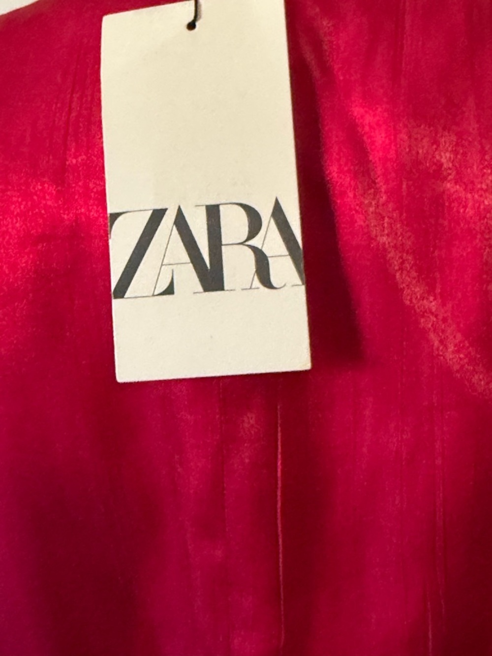 Zara Hot Pink Satin Satin-Effect Belted Blazer - Picture 5 of 5